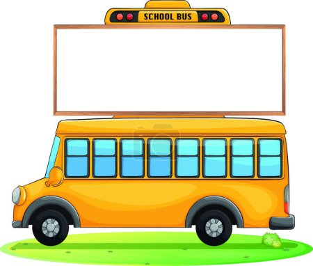 Illustration for School bus and board modern vector illustration - Royalty Free Image