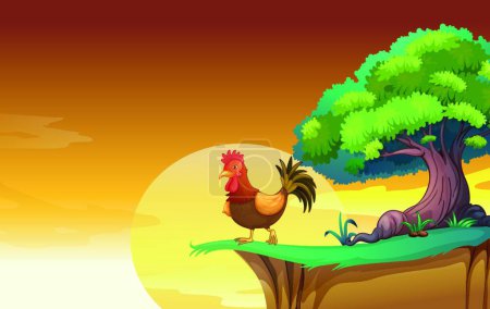 Téléchargez les illustrations : Une poule, illustration vectorielle colorée - en licence libre de droit
