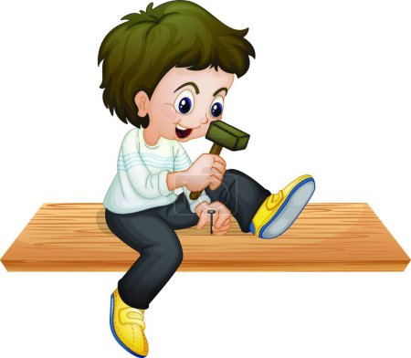 Illustration for Boy with hammer   vector illustration - Royalty Free Image