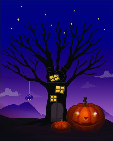 Illustration for Halloween card, colorful vector illustration - Royalty Free Image