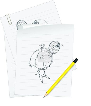 Téléchargez les illustrations : "Badminton, fille "illustration vectorielle - en licence libre de droit