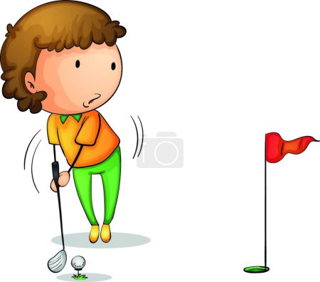 Téléchargez les illustrations : Enfant actif jouant au golf illustration vectorielle - en licence libre de droit
