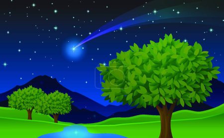 Illustration for Illustration of the tree and comet - Royalty Free Image