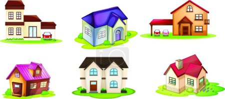 Téléchargez les illustrations : "various houses" flat icon, vector illustration - en licence libre de droit