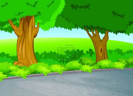Ilustración de Ilustración del árbol junto al camino - Imagen libre de derechos