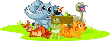 Ilustración de Animales de dibujos animados, ilustración colorida para niños - Imagen libre de derechos