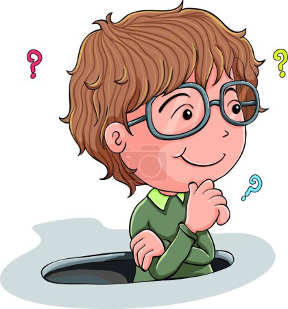 Illustration for Young boy thinking   vector illustration - Royalty Free Image