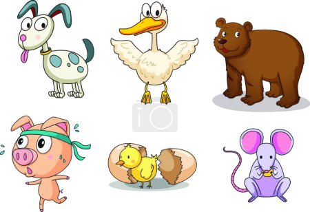 Illustration for Animal collection, colorful vector illustration - Royalty Free Image