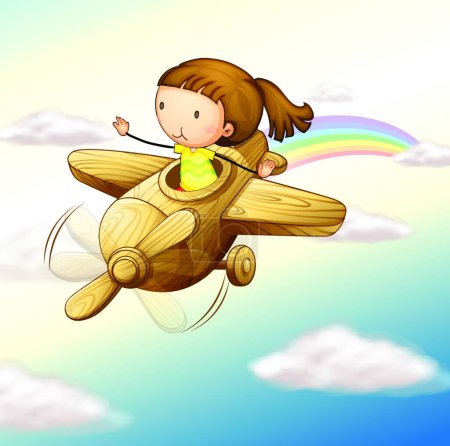 Téléchargez les illustrations : Illustration vectorielle avion et fille - en licence libre de droit