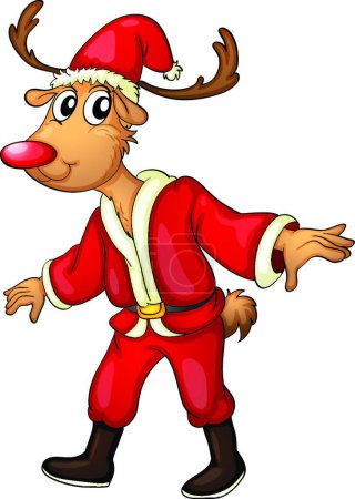 Téléchargez les illustrations : "Illustration vectorielle du Père Noël renne - en licence libre de droit