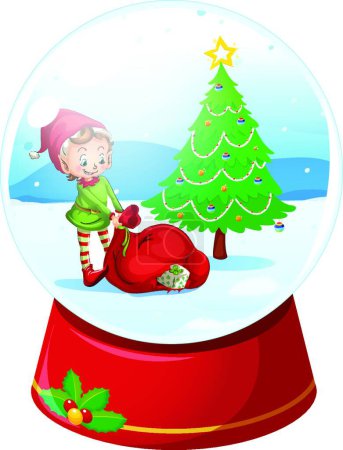 Téléchargez les illustrations : Boule de neige illustration vectorielle jouet - en licence libre de droit