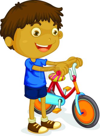 Illustration for Boy playing bicycle vector illustration - Royalty Free Image
