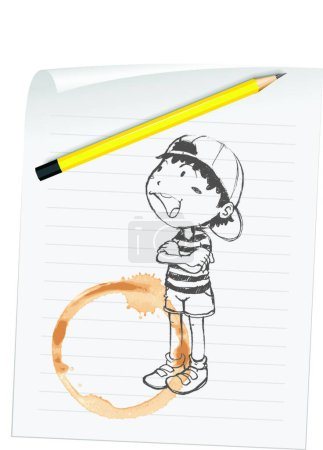 Téléchargez les illustrations : Illustration vectorielle moderne garçon sur papier - en licence libre de droit