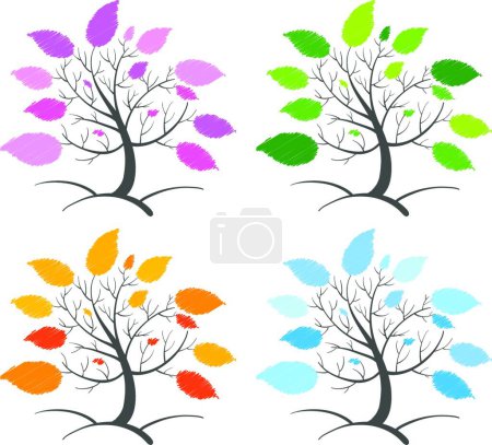 Téléchargez les illustrations : Illustration vectorielle des arbres abstraits - en licence libre de droit