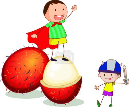 Ilustración de Niños y fruta moderna vector ilustración - Imagen libre de derechos