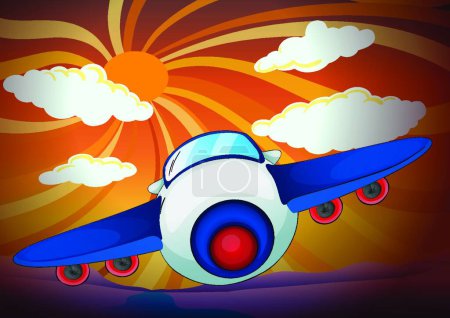 Téléchargez les illustrations : Illustration vectorielle aéroplan et rayons solaires - en licence libre de droit