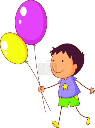 Illustration for Vector illustration  of kid with balloons - Royalty Free Image