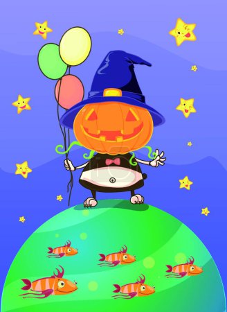 Illustration for Pumpkin monster, colorful vector illustration - Royalty Free Image