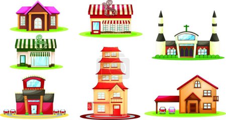 Téléchargez les illustrations : Diverses maisons illustration vectorielle moderne - en licence libre de droit