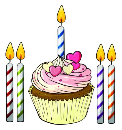 Illustration for Cupcake and candles vector illustration - Royalty Free Image