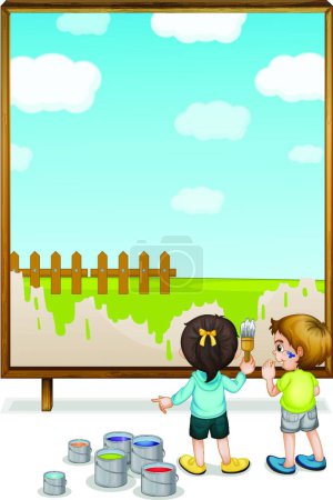 Ilustración de Niños pintura, vector colorido ilustración - Imagen libre de derechos