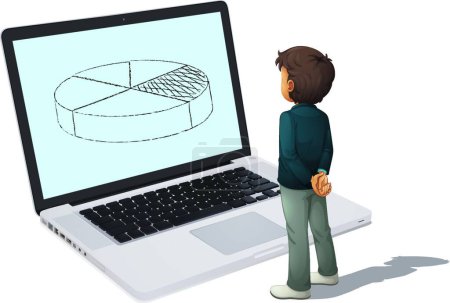 Ilustración de Icono de ordenador portátil y hombre para web, ilustración vectorial - Imagen libre de derechos