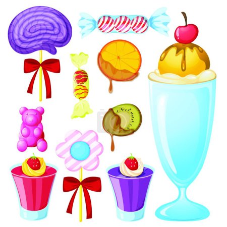 Téléchargez les illustrations : Illustration des différents bonbons - en licence libre de droit