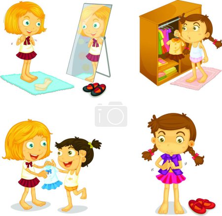 Illustration for Cartoon girls vector illustration - Royalty Free Image