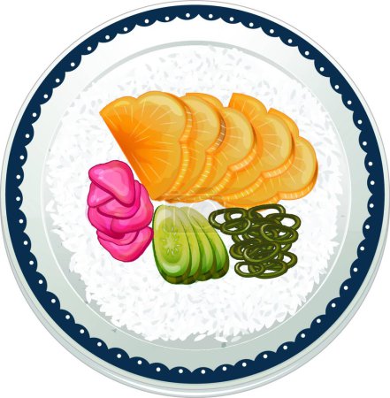 Illustration for Illustration of the food and a dish - Royalty Free Image