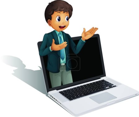 Illustration for Come to life, man in laptop - Royalty Free Image