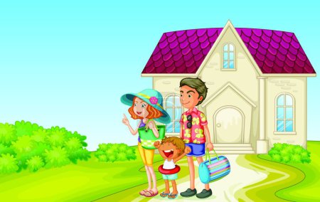 Téléchargez les illustrations : Illustration des vacances en famille - en licence libre de droit