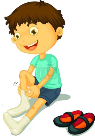 Illustration for "Boy and shoes"   vector illustration - Royalty Free Image