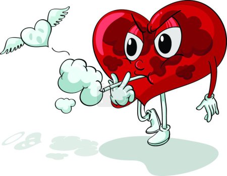 Illustration for Heart smoking   vector illustration - Royalty Free Image