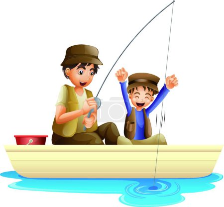 Téléchargez les illustrations : Illustration of the father and son fishing - en licence libre de droit