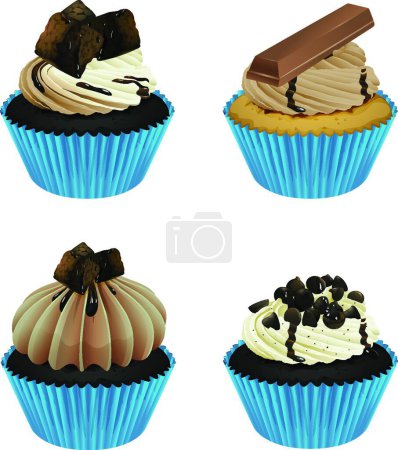 Illustration for Colorful cupcakes for web, vector illustration - Royalty Free Image