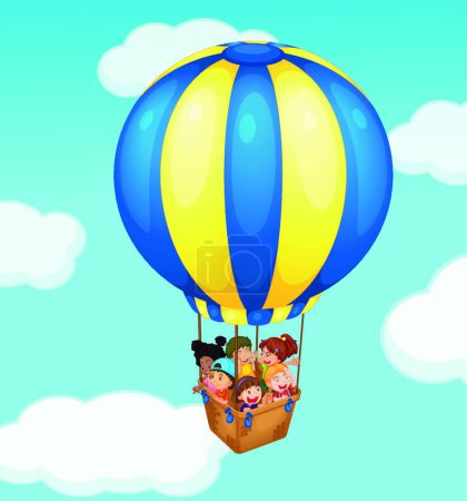 Téléchargez les illustrations : Illustration vectorielle moderne de voyage en ballon - en licence libre de droit