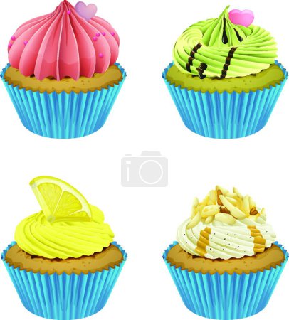 Téléchargez les illustrations : Illustration des cupcakes - en licence libre de droit