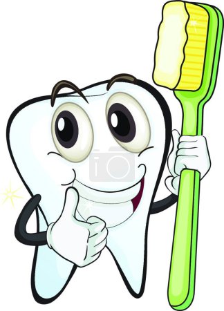 Illustration for Tooth cartoon character, colorful illustration - Royalty Free Image