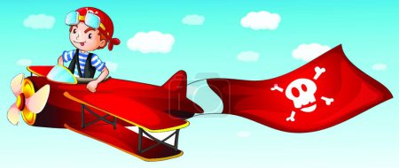 Illustration for A boy flying plane - Royalty Free Image