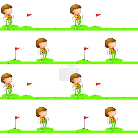 Illustration for Golf playing boy modern vector illustration - Royalty Free Image
