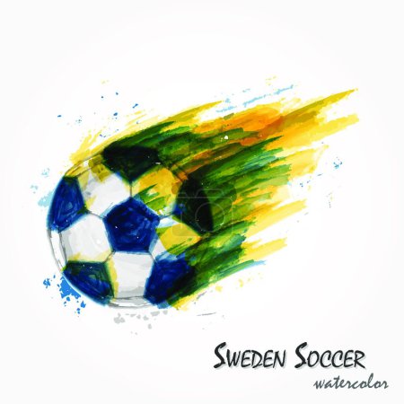 Illustration for "Realistic watercolor painting of powerful Sweden national football team or soccer shot . Artistic and sport concept . Vector for international world championship tournament cup 2018 . Flat design ." - Royalty Free Image