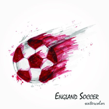 Illustration for "Realistic watercolor painting of powerful England national football team or soccer shot . Artistic and sport concept . Vector for international world championship tournament cup 2018 . Flat design ." - Royalty Free Image