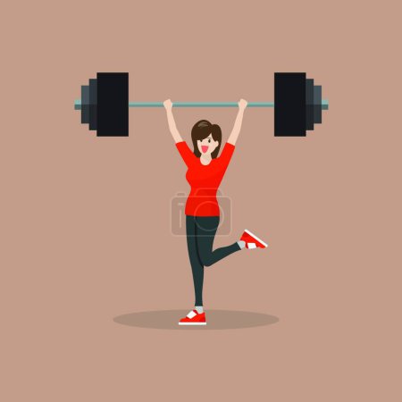 Illustration for Woman lifting barbell  vector illustration - Royalty Free Image