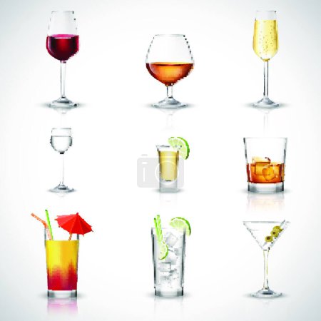 Illustration for Alcohol Realistic Set, vector illustration - Royalty Free Image