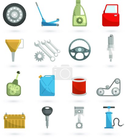 Ilustración de Iconos de servicio automático plana - Imagen libre de derechos