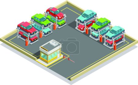 Illustration for Automatic Parking Isometric Concept - Royalty Free Image