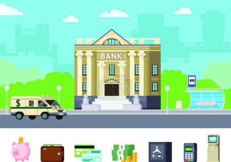 Téléchargez les illustrations : Bank Orthogonal Concept, illustration vectorielle colorée - en licence libre de droit