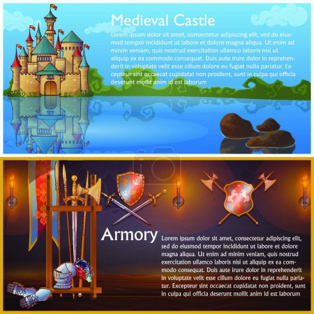 Illustration for Attributes Of Knight Compositions modern vector illustration - Royalty Free Image