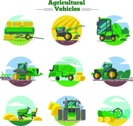 Illustration for Agricultural Vehicles Concept, colored vector illustration - Royalty Free Image