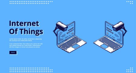 Illustration for Internet of things isometric web banner, iot. - Royalty Free Image